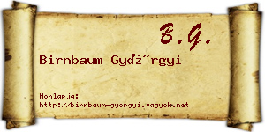 Birnbaum Györgyi névjegykártya